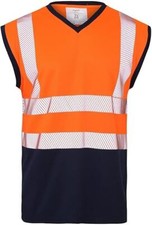 Hi Vis Viz Sleeveless Round Neck T-shirt High Visibility Work Utility Vest Top