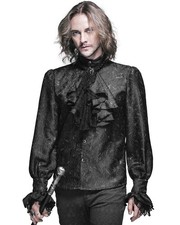Devil Fashion Mens Gothic Shirt Top Black Steampunk Regency Aristocrat + Cravat