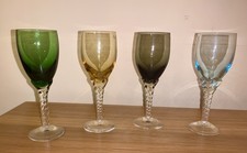 4 Vintage Hand-Blown Twisted