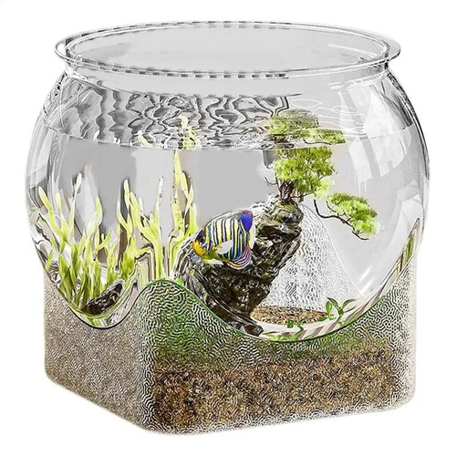 Transparent round fish bowl - transparent,