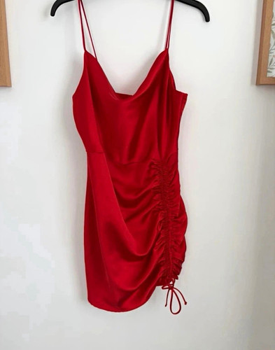 Zara red satin - zara, cowl