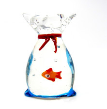 Devine Italian Murano Glass Unusual Art Glass Fish Aquarium Figure with Bubbles