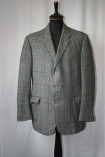 Vtg 1950's Moss Bros Covent garden green Tweed check jacket size M/L revival