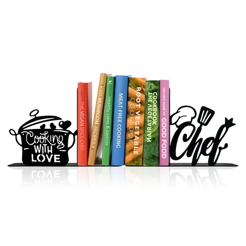 Metal cookbook bookends - metal,