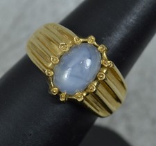 Victorian Heavy 18ct Gold Natural Star Sapphire Solitaire Gypsy Ring