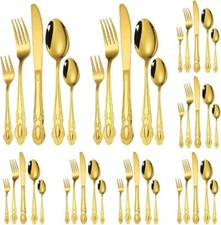 BILLION DUO Golden Cutlery Set 30 Pieces Stainless Steel Silverware Set Dishwash