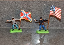 Britains Deetail American Civil War - "2x Flag Bearers with flags -Toy Soldiers