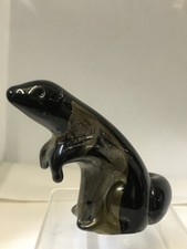 Studio Glass Paperweight - Baby Fawn & Otter  Cobalt/gold leaf plated - £39.99