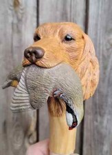"Handmade Hand-Carved Dog Wooden Walking Stick – Unique Animal Handle Cane"