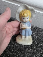Vintage Porcelain Girl With Cat Ornament