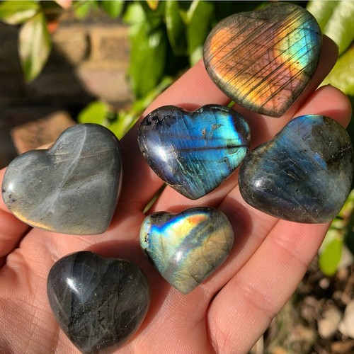 High grade labradorite hearts - grade,