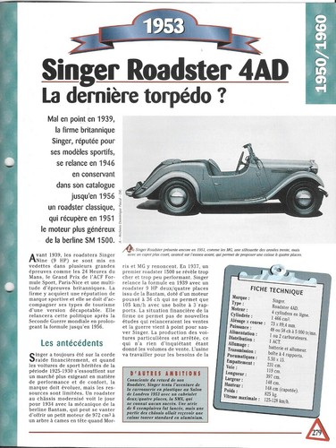 Automotive data sheet - sheet:, singer