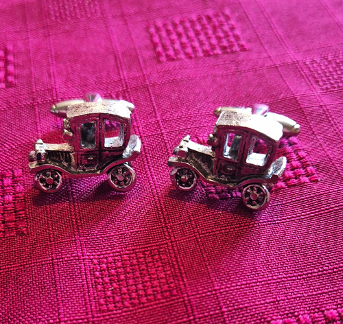 Men silver tone vintage car - silver,