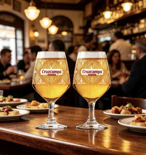 Cruzcampo chalice beer - 2x,