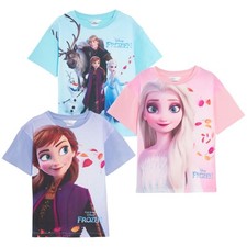 Girls 3 Pack Disney Frozen T-Shirts Kids Elsa Anna 3 Piece Dress Up Tops Tees