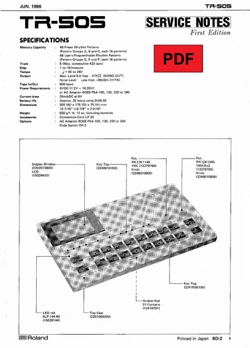 Roland 505 service manual - roland, tr-505