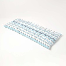 Blue Stripe 2-Seater Bench Cushion 108cm Cotton Seat Pad Indoor Outdoor Use