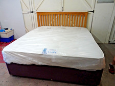 Super King 4 Drawer Divan Base ~ Durest Cool Blue Mattress Solid Oak Headboard