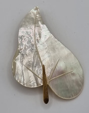 Vintage Art Deco Calla Lily Leaf Brooch Gold Tone Stem 1930s Stylised Pin