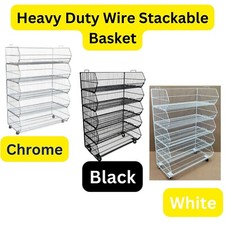 100Cm Heavy Duty Stackable Wire Storage Bin Rack Veg Fruit Basket for Shop