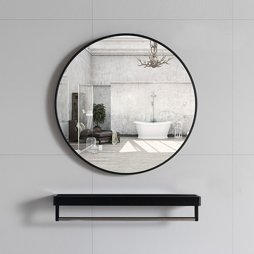 Black large round wall - black, mirror