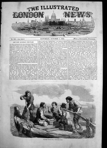 Antique old print boatmen - antique,