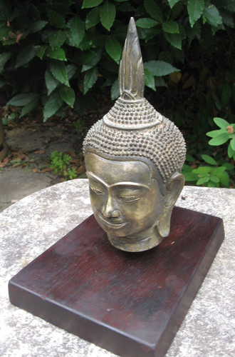 Antique bronze buddha head - antique,