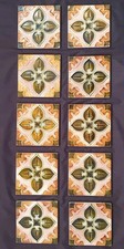 Set of 10 Art Nouveau Tiles Floral Moulded Majolica by Henry Richards C1900