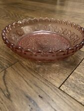 Vintage 2006 Laura Ashley Decorative Embossed Chalk Pink Pressed Type Glass Bowl