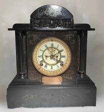 Antique marble mantle - mantle, clock