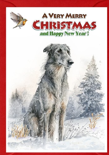 Deerhound dog christmas card - deerhound,