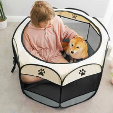 Foldable Soft Fabric Puppy PlayPen Tent Dog Crate Cat Cage Pet bed Travel Medium