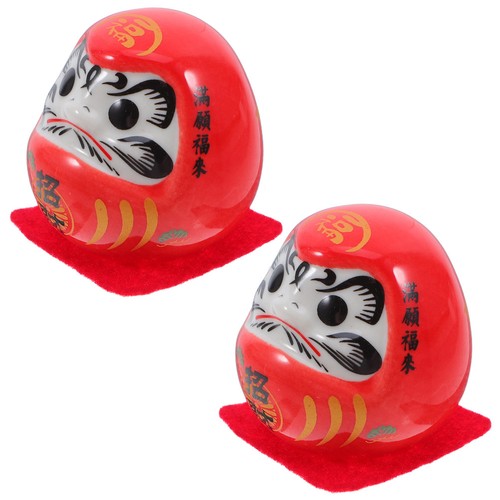 2pcs porcelain mini daruma - 2pcs,