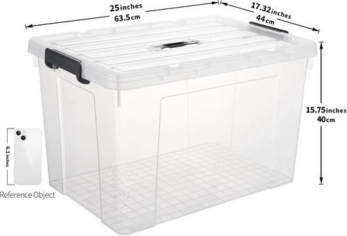 Clear plastic storage box with - storage,