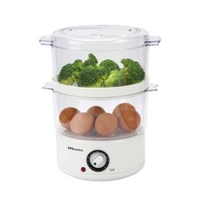 EMtronics 2 Tier Food, Meat, Veg Steamer 4 Litre with Timer For Vegetables White
