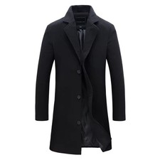Men's Winter Warm Formal Trench Coat Long Jacket Smart Work Overcoat Outwear