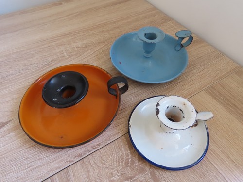 Vintage enamel candlestick - vintage,