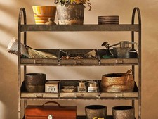 Rustic gray metal  trolley 
