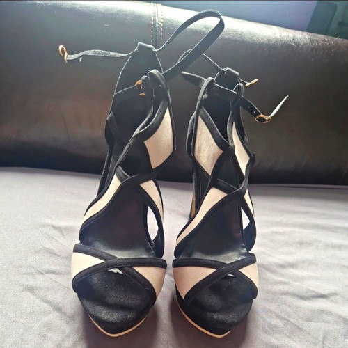 Womens black beige strappy - black/beige,