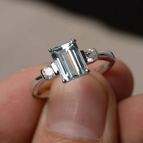 Emerald cut aquamarine diamond - aquamarine,