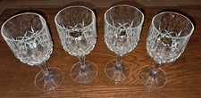X4 Set Crystal Wine Glasses Goblets. Notched stems. Kristal Zajecar. Yugoslavia.