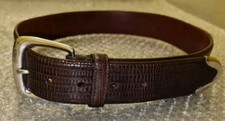 Vintage Polo Ralph Lauren Solid Silver & Lizard Leather Brown Belt - Size 30
