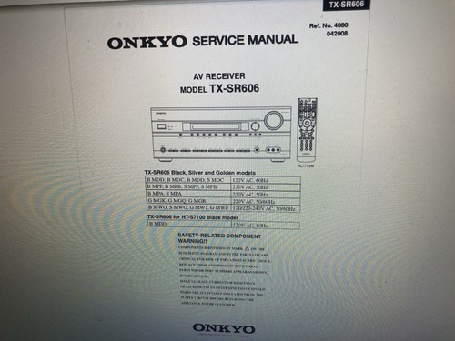 Onkyo sr606 service manual - service,