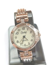 Swap women's gold&silver tone pearl  dial quartz bracelet watch