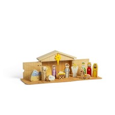 Bigjigs Toys Nativity Set - 13pcs Traditional Wooden Nativity Scene For Kids