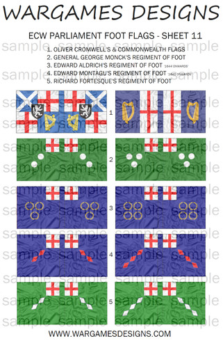 28mm ecw parliament foot flags - ecw,