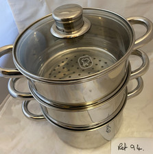 Marks & Spencer 4 Piece Stainless Steel Steamer Set + Glass Lid 18cm -Ref  94