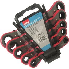 Hilka Offset Ratchet Spanner Set 5 Ratchet Ring Spanners Wrenches Metric 6-21mm