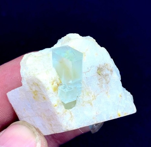 Aquamarine crystal with quartz