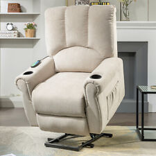 Riser & Recliner Chair 8 Point Electric Heated Massage Fabric Sofa Arm Chair